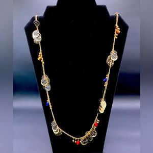 Hammer coins and colored stone necklace N113
